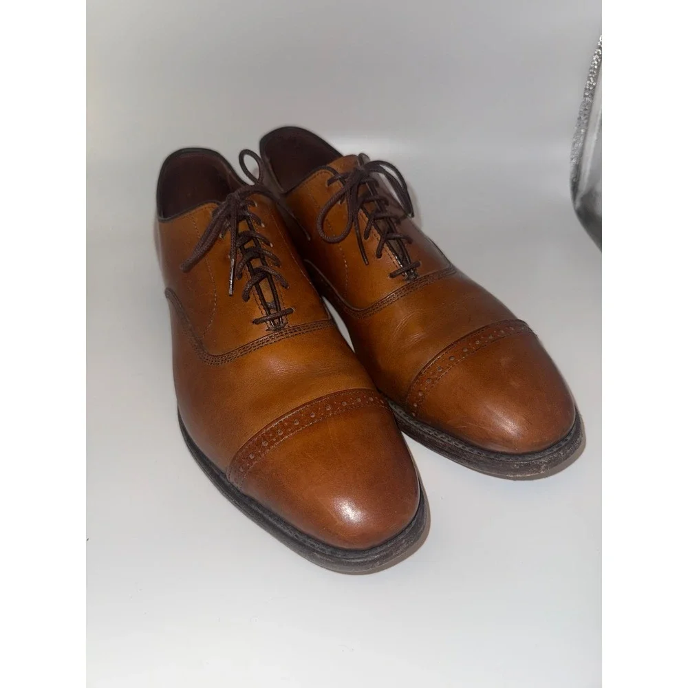 Allen Edmonds Fifth Avenue Mens 11 D Tan Leather Cap Toe Oxford Shoes 5735